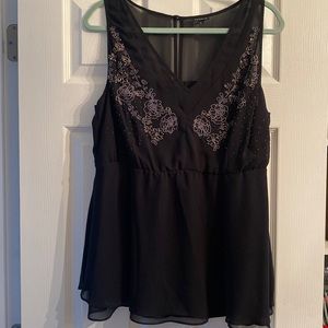 Torrid size 1 - black beaded dressy v neck top